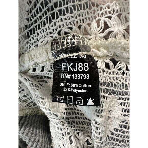 POL – Lace Panel Button-Down Shirt – Brown/Grey – Size Medium - Picture 3 of 4